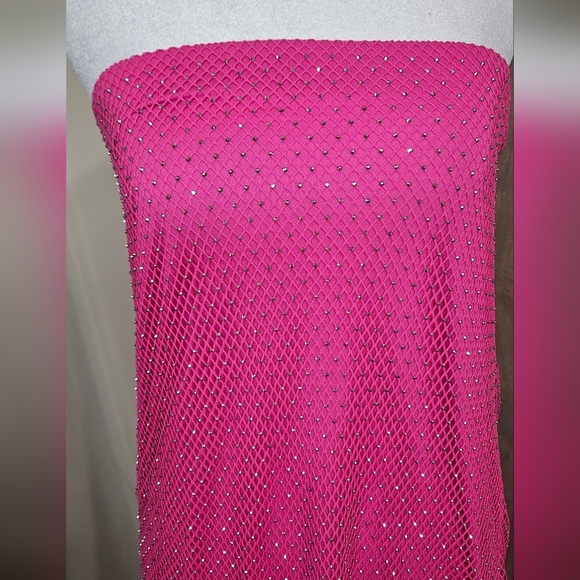 SINCERLY JULES mesh Fishnet Sequin Midi Skirt In Hot Pink. Size Med NWT - Picture 8 of 16